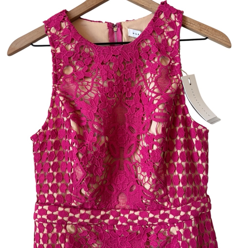 NEW Endless Rose Lace Overlay Mini Shift Dress Sz M Pink Fuschia Cut Out Party - Picture 3 of 13